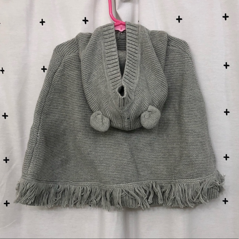 Little girl poncho sweater with hoodie